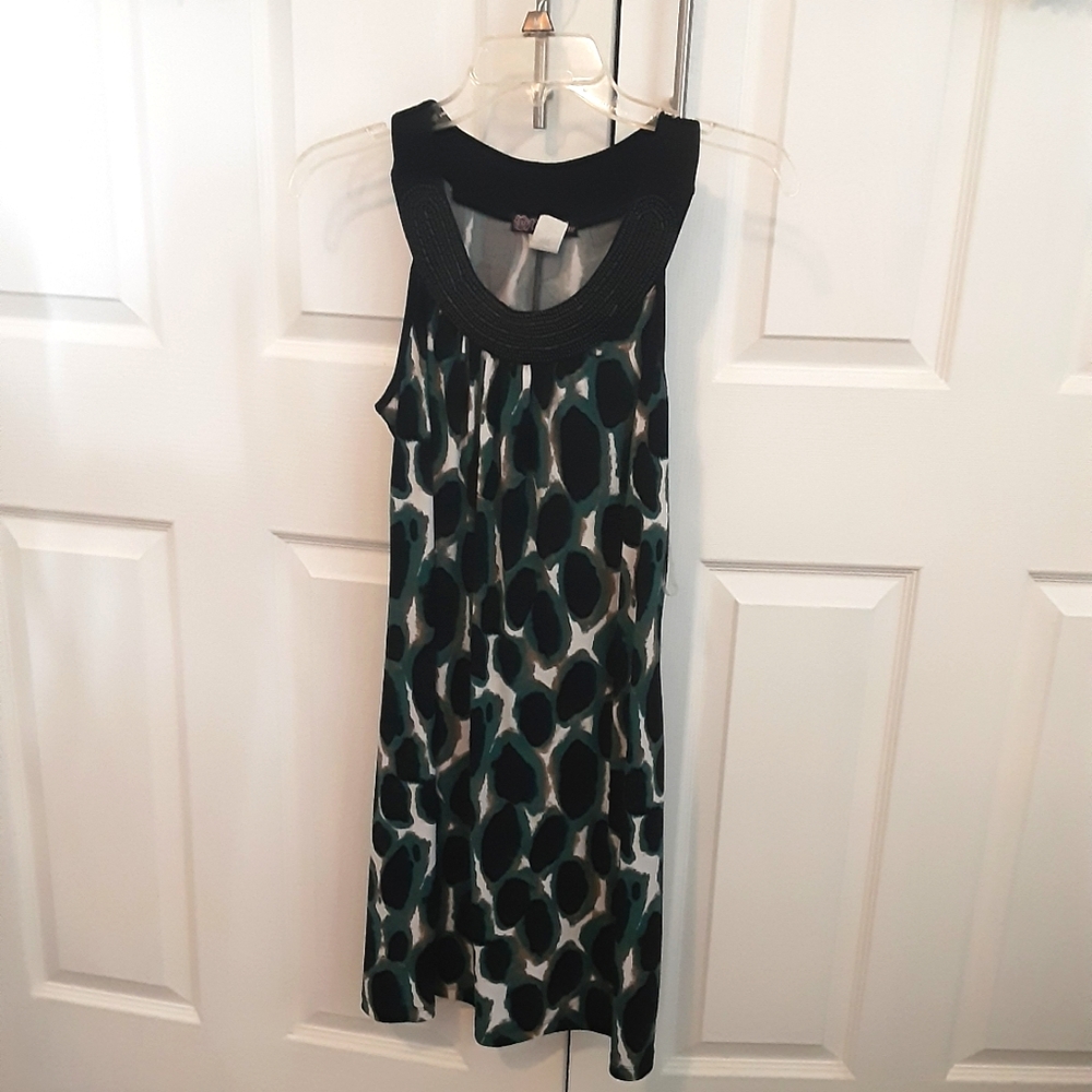 Volume  One dress, womens large, floral green, black and white